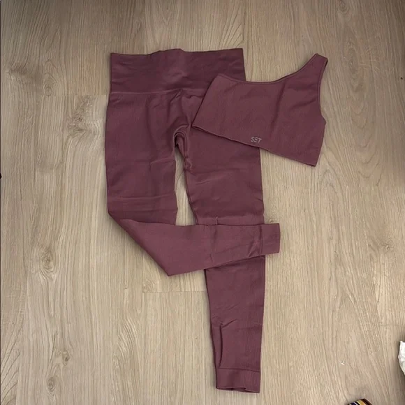 Set Active Washed Raspberry One Shoulder Set - Picture 1 of 4